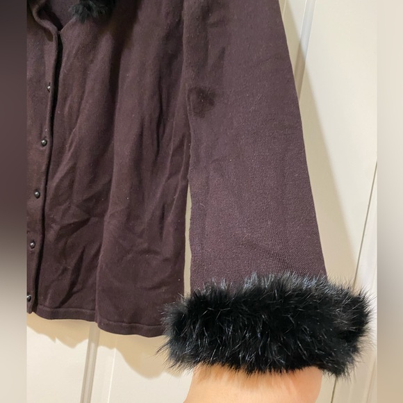 Due Per Due Cardigan Blouse Faux Fur Top Sweater S - Picture 3 of 8